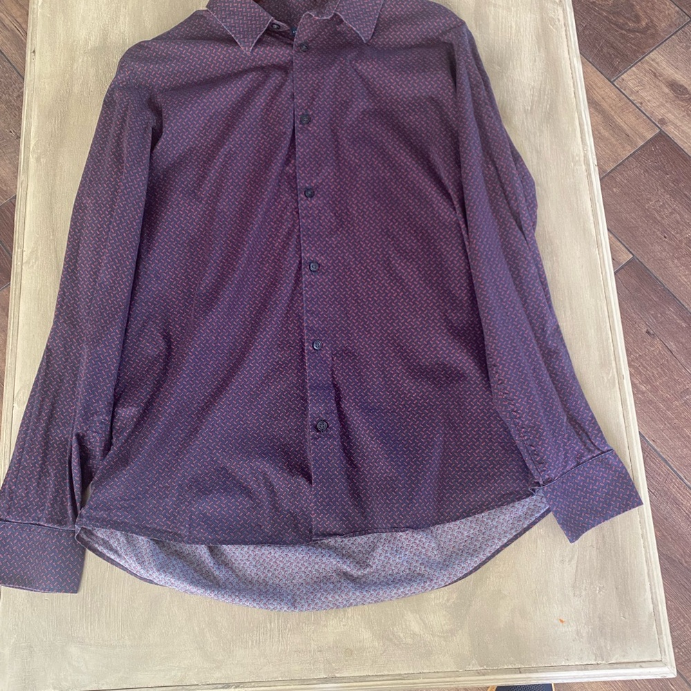 Perry Ellis Men's Dark Purple Casual Button-Down Shirt
